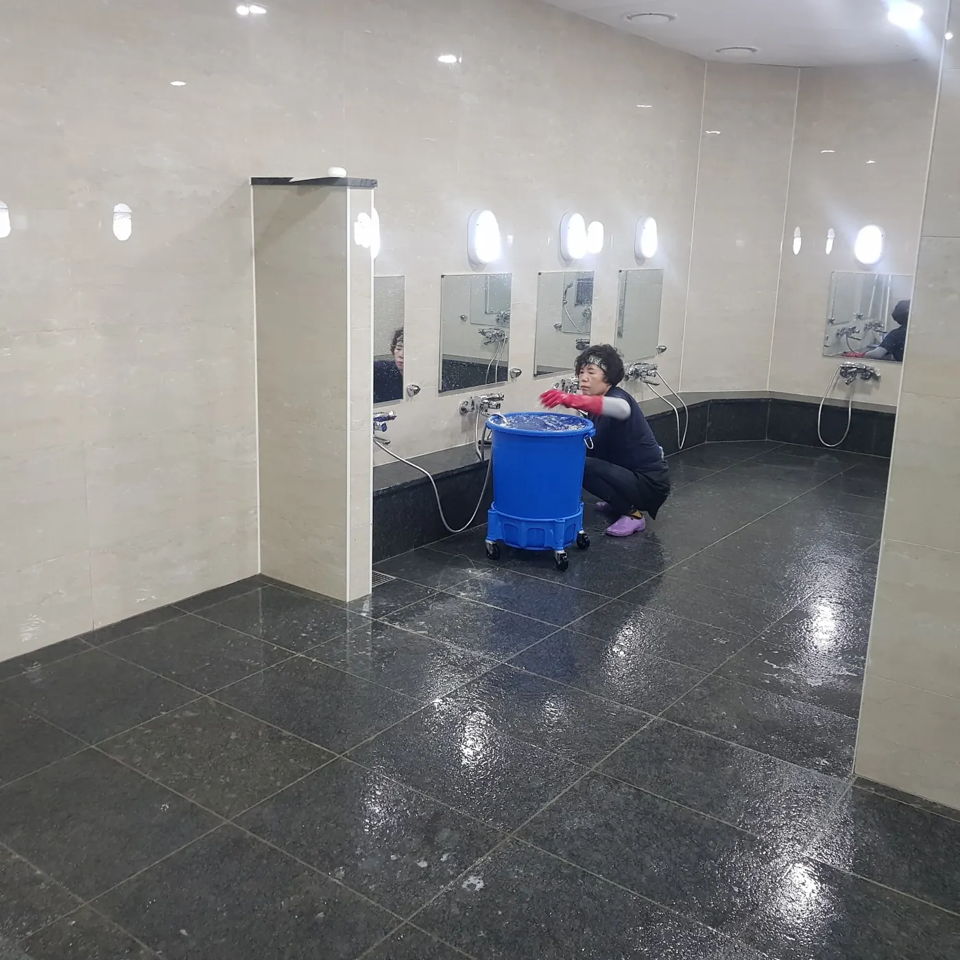 타일 줄눈 세정 — 진천군 목욕탕청소 현장
